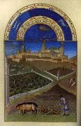 LIMBOURG brothers Les trs riches heures du Duc de Berry: Mars (March) wf oil painting on canvas